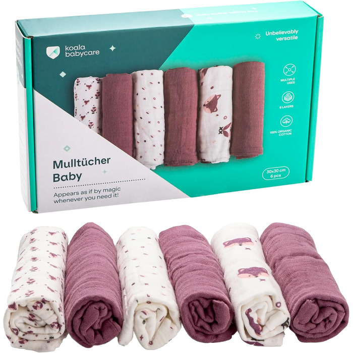 Набір із 6 рушників для дітей 30 х 30 см KOALA BABYCARE