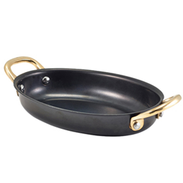 Сковорода для подачи 16.5*12.5 см, 350 мл, овальная, металлическая, Black Vintage Steel, GenWare