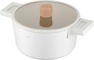 Алюмінієва каструля FLORINA 16 см 1,6 л Підходить для індукції Керамічне покриття, стійке до подряпин М&39яка ручка під дерево Термостійка Для всіх варильних поверхонь Легко миється (NUBE, 2,8 л - 20 см)