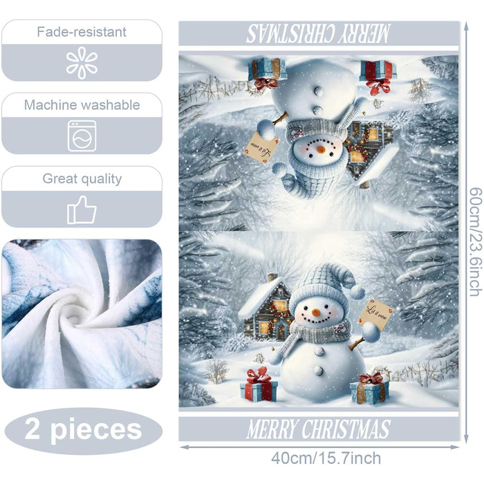 Набір з 2 різдвяних кухонних рушників 40 x 60 см, Сніговик та Пінгвин Gosknor