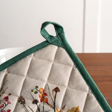 Рукавички для духовки Maison d&39 Hermine, підставки для каструль, 100 бавовна, термостійкі кухонні рукавички, рукавички для духовки (19 см x 33 см) та підставки для каструль (20 см x 20 см) для приготування їжі, Morzine - Рукавички для духовки на День по