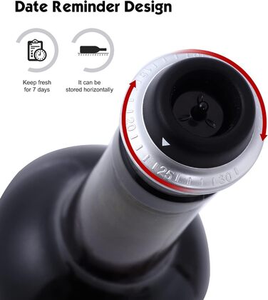 Вакуумна помпа для вина автоматична з пробками, чорна WIWONEY