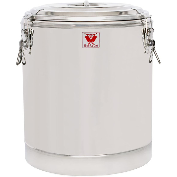 Л термоконтейнер для харчових продуктів і напоїв, професійний кейтеринговий харчовий транспортний контейнер з нержавіючої сталі з бічними ручками, кришкою з гумовим кільцем і замком (52,5 л (без зливного крана)), 39BTE-40A&39 32