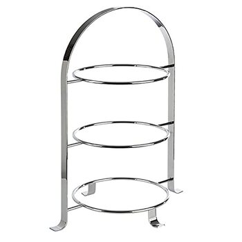 Стійка для сервірування APS високоякісна хромована металева підставка на 3 тарілки з максимальним Ø 27 см - загальна висота 43 см (тарілка в комплект не входить) 3 тарілки - Ø 27см