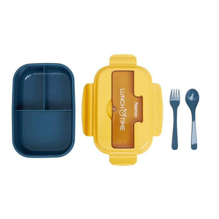 Ланч-бокс Fissman з трьома відділенням 21,5х15х8 см / 1100 мл, колір жовтий пластик (16740)