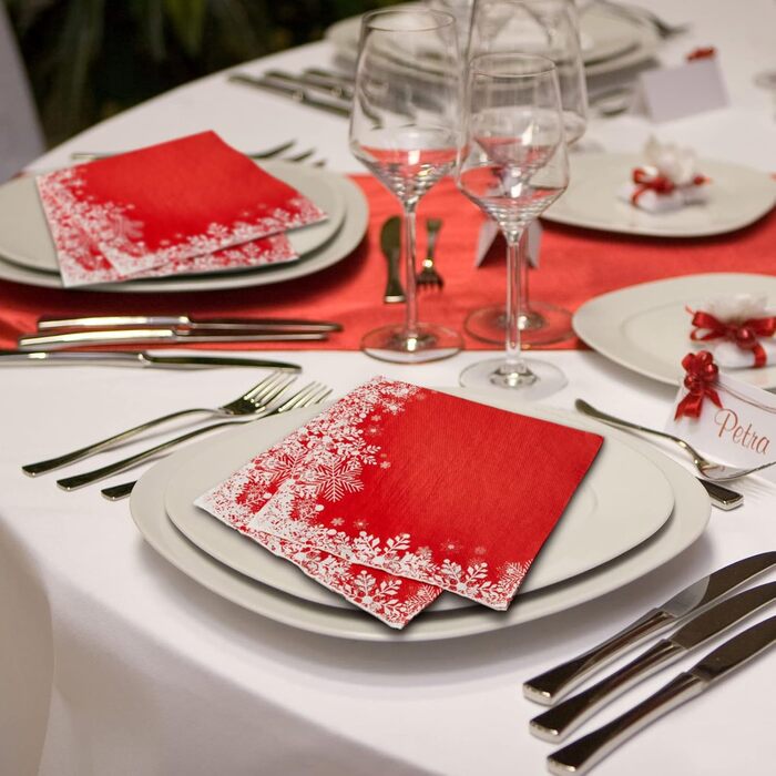 Різдвяні серветки Паперові серветки 13 x 13 дюймів Традиційні паперові серветки Різдвяні серветки Декоративна паперова прикраса для прикраси святкового столу (сніжинки), 32