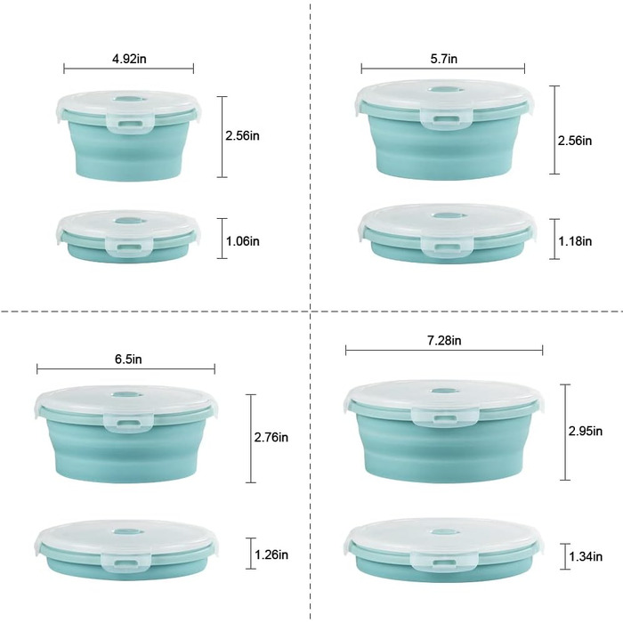 Круглі силіконові складні контейнери для зберігання 4 шт Virklyee