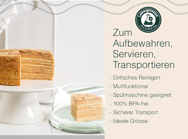 Коробка для транспортування торта з кришкою, капюшоном і ручкою. Коробка для зберігання, контейнер для торта, тарілка для торта, контейнер для торта, коробка для торта, тарілка для торта, начинка для торта, дзвіночок для торта - (зелений, круглий)