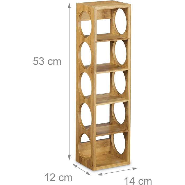 Винная полка из бамбука 53 x 14 x 12 см с 5 отделениями Vialex