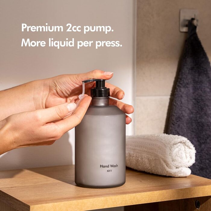 Дозатор рідкого мила скляний 500 мл чорний, набір 2 предмети, KIVY