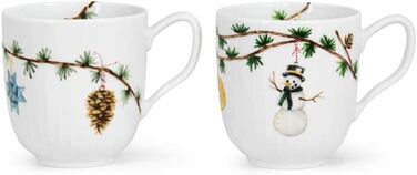 Набор из 2 кружек 0,33 л, белые с акварельной росписью Christmas Hammershøi Kähler