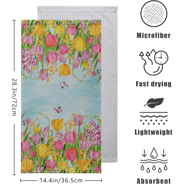 Різдвяні кухонні рушники Kwlegh, рушник для рук, різдвяна ялинка, цукерка-тростина, сніжинка, рушник для пальців, набір з 2 шт. , милий чоловічий банний рушник, високопоглинаючі рушники, 36 x (тюльпан і метелик)