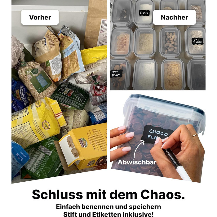 Набір ємностей для зберігання 24 предмети, прозорий/чорний Deco haus