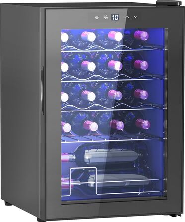 Винний холодильник із внутрішнім підсвічуванням до 20 пляшок чорний HOMCOM