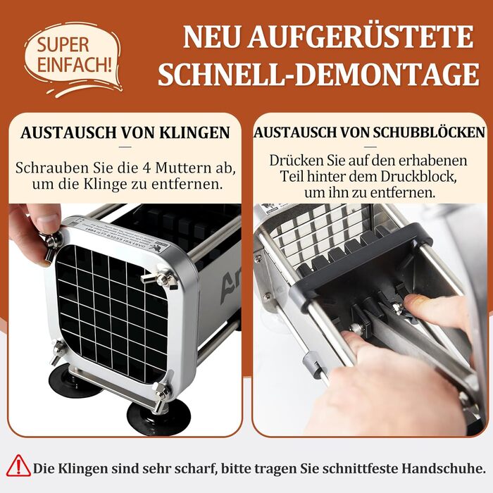 Професійний апарат для нарізки картоплі фрі з 2 змінними лезами Anatole