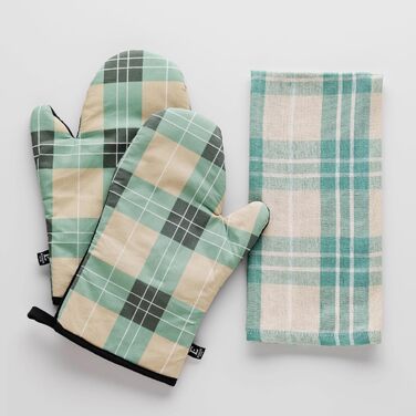 Рукавички для духовки 19 x 30 см, набір 2 предмети, зелений Tartan ESSEX