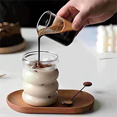 Набор из 4 ребристых стаканов со стеклянными трубочками 350 мл ALINK