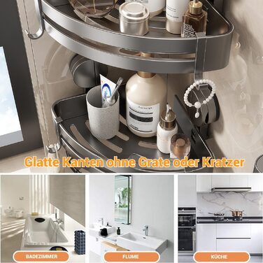 Набір з 2 кутових полиць для ванної кімнати з клейкою присоскою без свердління BlingBin