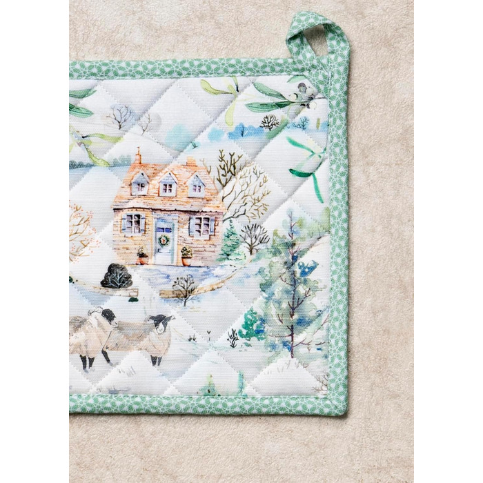 Рукавички для духовки Maison d&39 Hermine, підставки для каструль, 100 бавовна, термостійкі кухонні рукавички, рукавички для духовки (19 см x 33 см) та підставки для каструль (20 см x 20 см) для приготування їжі, Morzine - Рукавички для духовки на День по