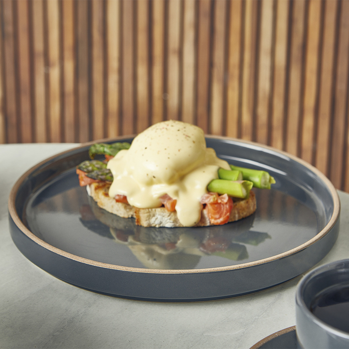 Тарілка презентаційна 25*2.5 см із низьким вертикальним бортом, Kava Dark Grey Stoneware, GenWare