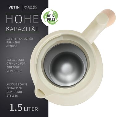 Термос-кавник 1,5 л нержавіюча сталь, білий VETIN