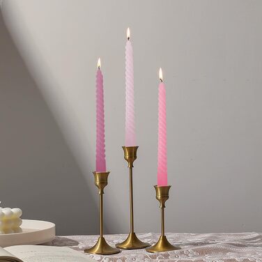 Набір з 4 конічних спіральних свічок 2,2 x 25 см, рожевий мікс Love Topsics