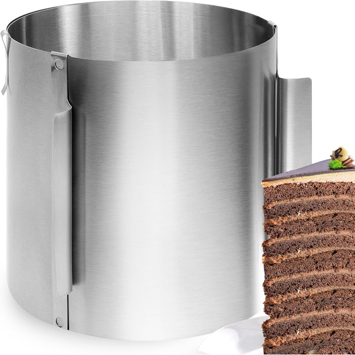 Регульована висота 30 см - кільце для випікання з нержавіючої сталі та форма для випікання в одному, високоякісні та функціональні - дуже високе кільце для випікання кругле, регульоване 16-30 см, рамка для випікання кругла, 4smile cake ring