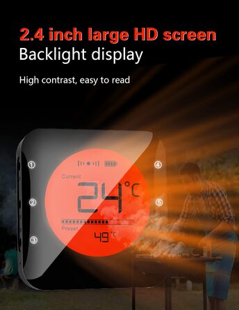 Термометр для барбекю BFOUR 100 м Bluetooth, беспроводной термометр для мяса с 4 зондами из нержавеющей стали BFOUR