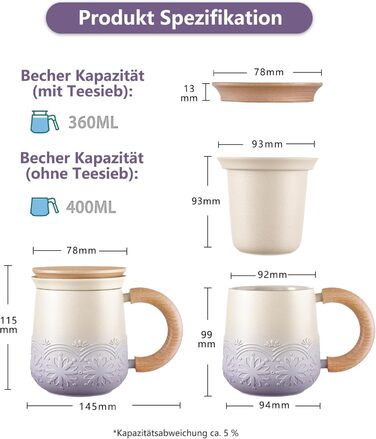 Чайная кружка с крышкой и ситечком, 420 мл Zens