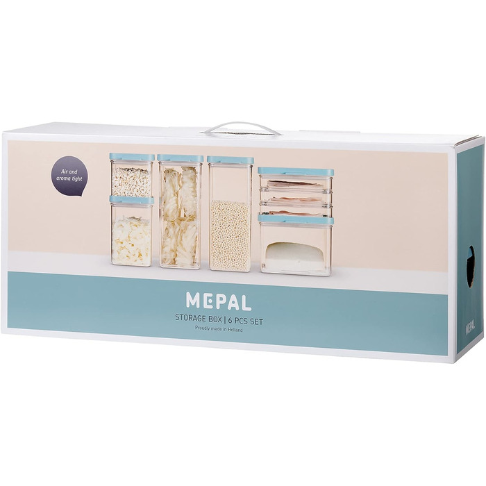 Банки для хранения Mepal с крышками - Контейнеры для хранения, герметичные и штабелируемые - Хранение и организация на кухне - Можно мыть в посудомоечной машине - 700 мл, 1100 мл и 2000 мл - Черный (набор из 6 шт., Nordic Green)