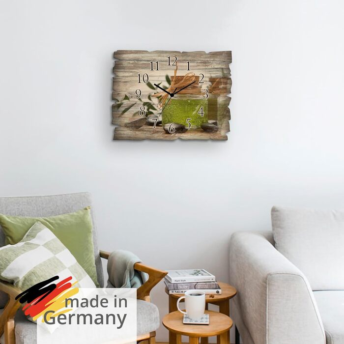 Настінний декор настінний годинник без цокання з дерева радіогодинник безшумний прямокутний 40x30 см їжа бакалія спеції трави лимон чилі вінтажний сільський U1RK трави (мило, кварцовий годинник)