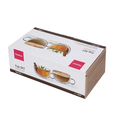 Набір з 2-х кухлів Fissman з подвійними стінками 330 мл. жароміцне скло (16538)