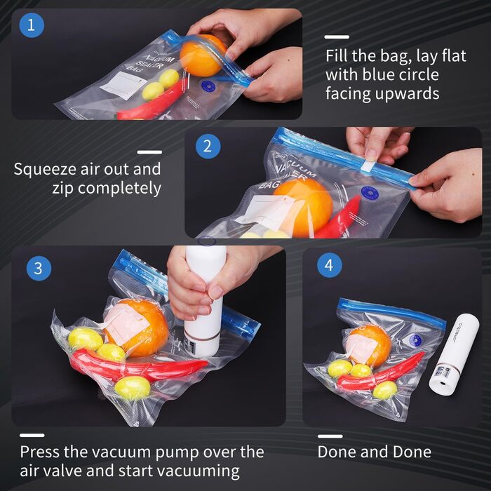 Вакуумні пакети 30 пакетів 16 x 22/21 x 22/20 x 25 см Aigostar