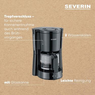 Кофемашина 'Type со стеклянным кувшином, ароматный, быстрый и бесшумный кофе с кофеваркой до 10 чашек, фильтр-кофемашина, черная, KA 4815, 33.8