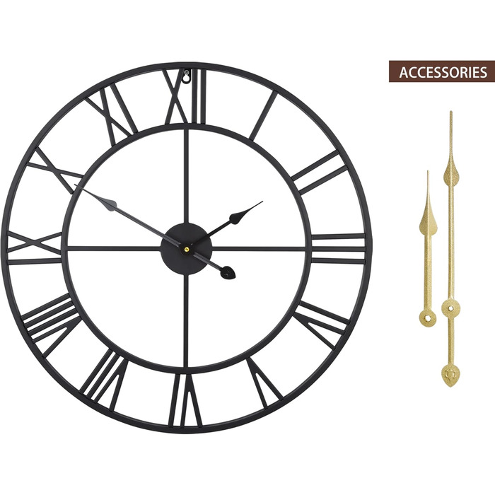 Большие настенные часы в винтажном стиле, черные 40 см HAITANG
