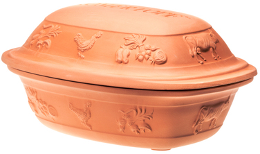 Жаровня середня з рустикального мотивами, 33,5 х 18 х 25 см, Ur-Römertopf UNGLASIERT Römertopf