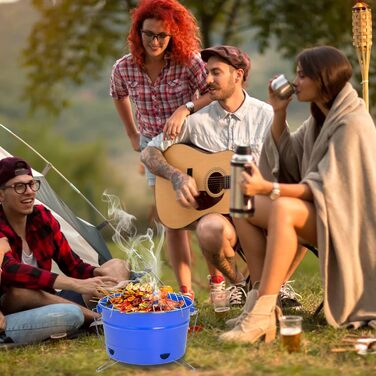 Круглий гриль для барбекю, синій Uten