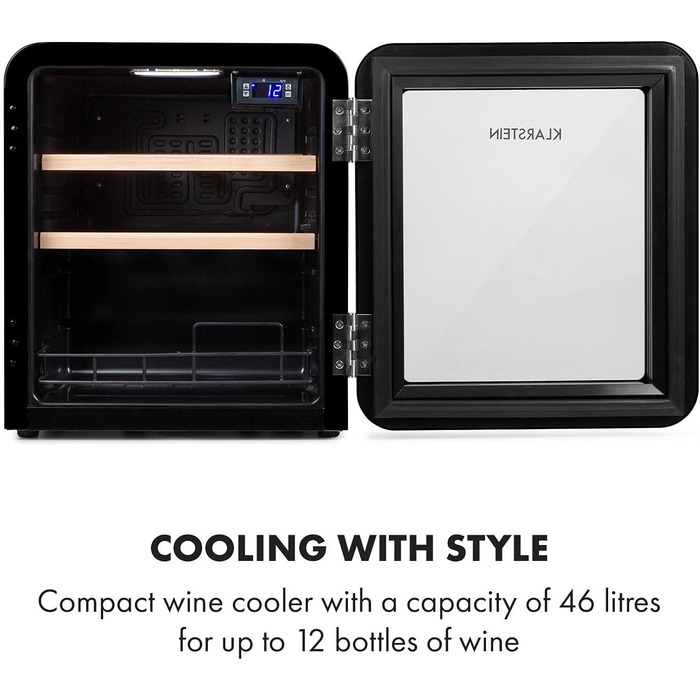 Винний холодильник до 12 пляшок чорний Klarstein
