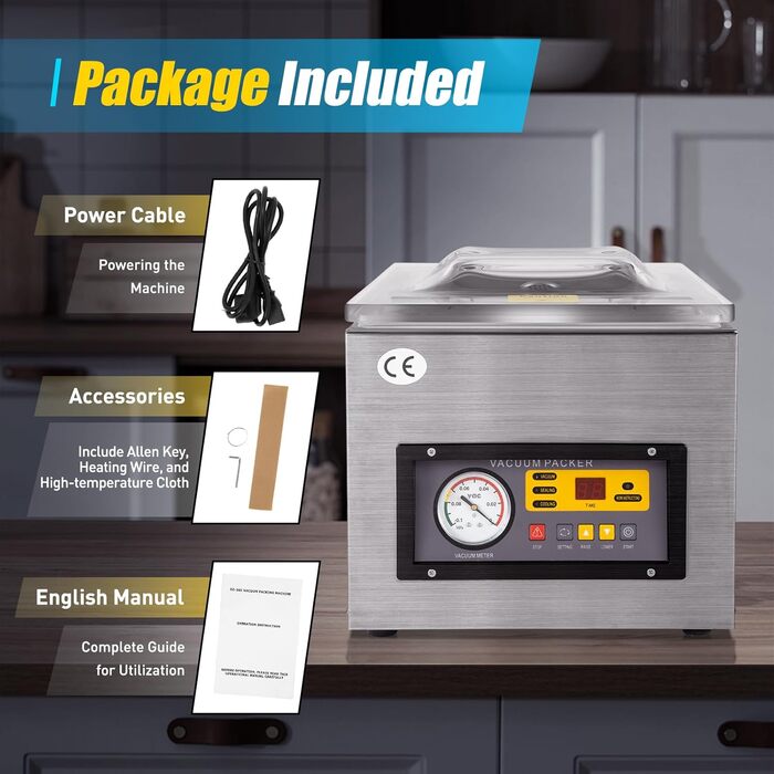 Камерний вакуумний пакувальник з нержавіючої сталі 3-в-1 120 Вт SICHENSH