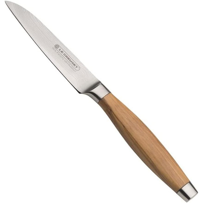 Ніж для овочів, 9 см дамаська сталь, оливкове дерево Le Creuset