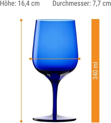 Коктейльні чаші Stlzle Lausitz Grandezza 240 мл / Набір з 6 келихів для мартіні/Келихи для аперитиву/Cosmopolitan Келихи для посудомийної машини безпечні та ударостійкі (склянки для води сині)