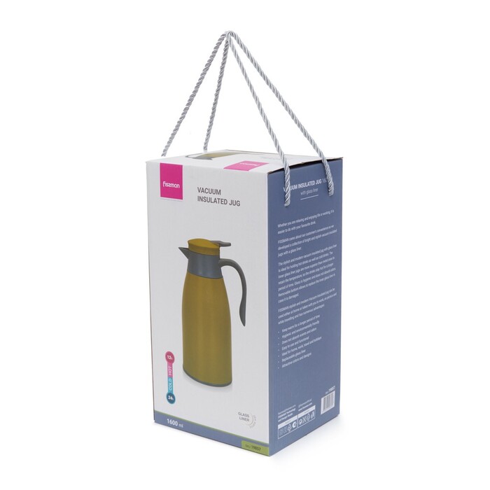 Термоглечик Fissman 1600 мл, колір зелений пластиковий корпус зі скляною колбою (19857)