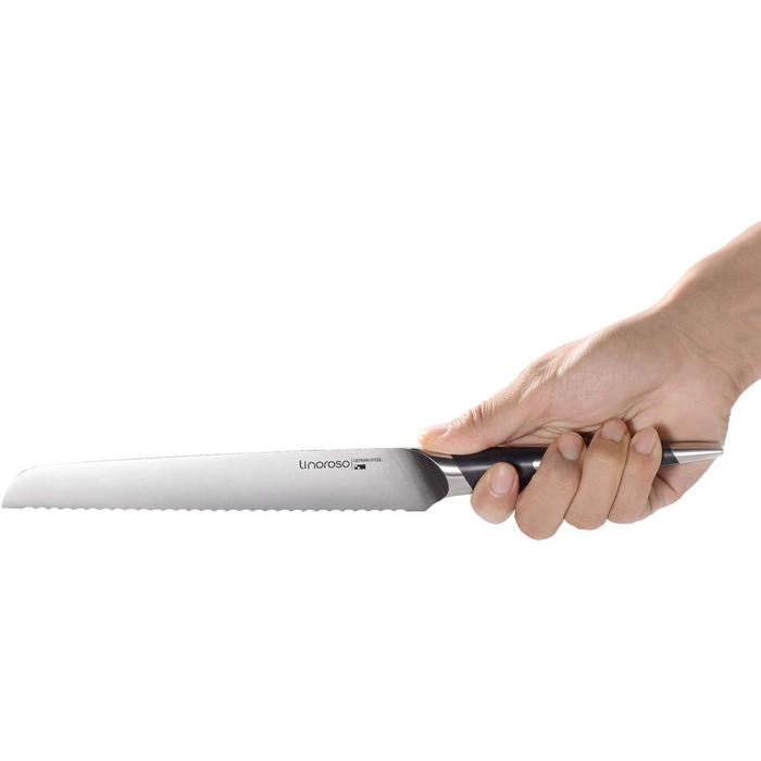 Кухонный нож Острый нож для мяса Профессионально выкованный из импортной высокоуглеродистой нержавеющей стали с красивым магнитным держателем для ножей - Метеорит (8-дюймовый хлебный нож), 7 Santoku Knife