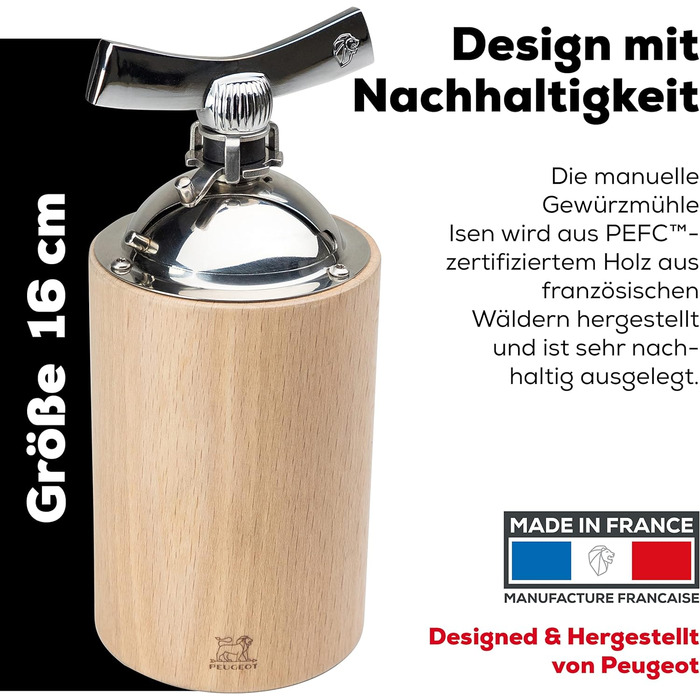 Високоякісний млин для спецій, виготовлений вручну з деревини та нержавіючої сталі, сертифікованої PEFC, I Кухонні аксесуари I, 16