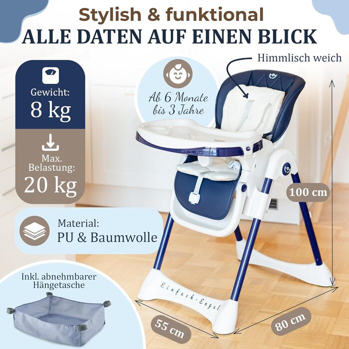 Дитячий стільчик для годування від 6 місяців EINFACH-ENGEL