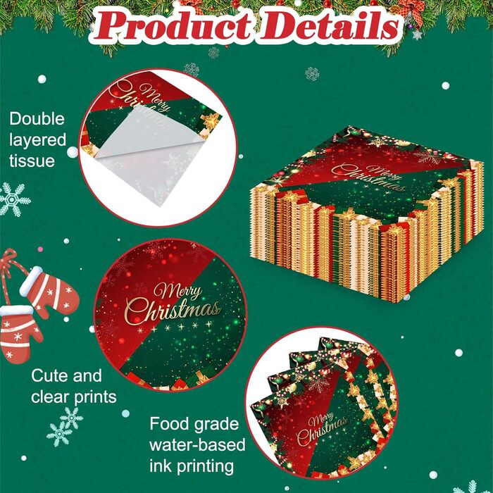 Різдвяні паперові серветки 100 шт. Shinybox