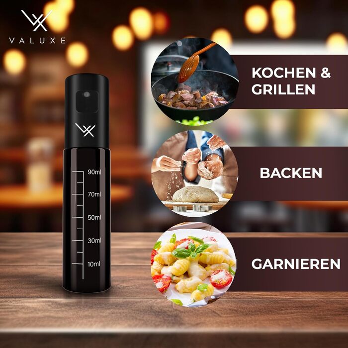 Масляный распылитель для растительного масла и уксуса с защитой от ультрафиолета Стекло и распылительный фильтр - Бутылка с распылителем масла из нержавеющей стали - Точный распылитель оливкового масла, распылитель масла, распылитель масла (темно-черный)