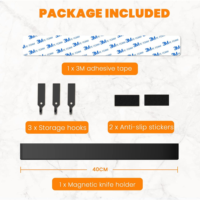 Подставка для ножей с магнитной полосой 40 см Cocolemon