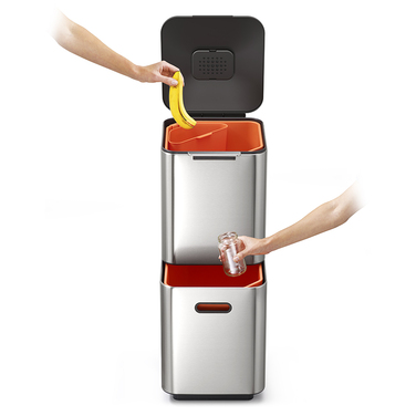 Контейнер для сміття з двома баками 40 л металік Totem Compact Joseph Joseph