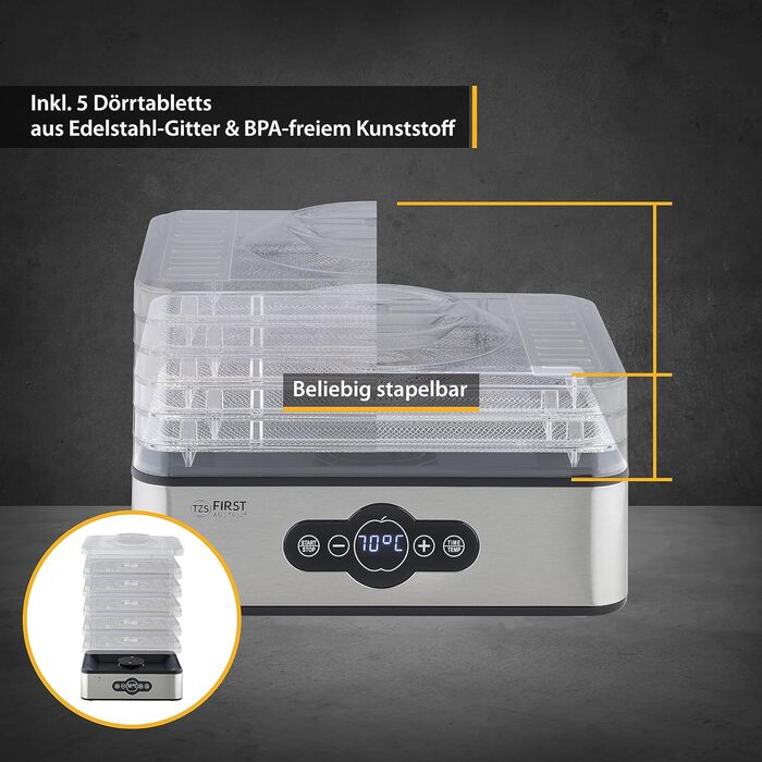 Дегідратор на 5 полиць, 240 Вт TZS First Austria